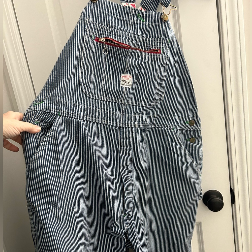 Vintage Pointer Brand hickory striped low back Engineer Bib Overalls 42x32